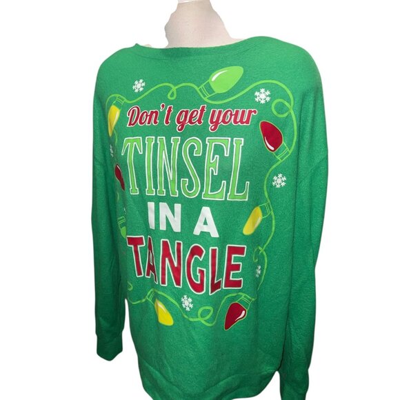 Dont Get Your Tinsel In A Tangle Green Christmas Sweatshirt Sz 20 Wide (2XL) Wom - Picture 6 of 9